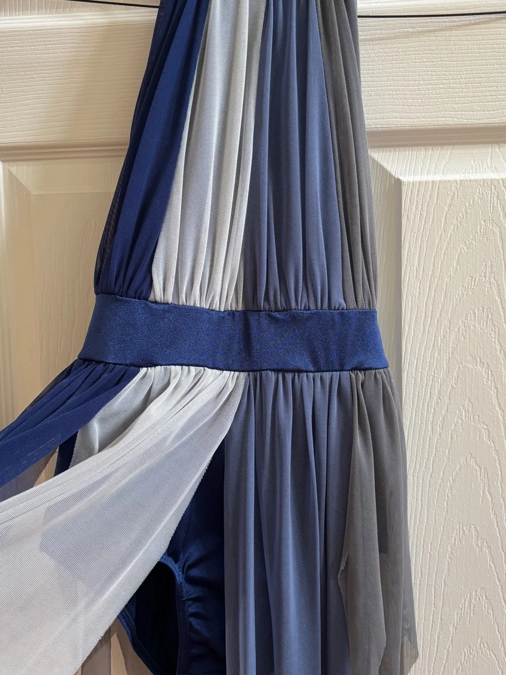Weissman Navy and Gray Halter Dance Dress